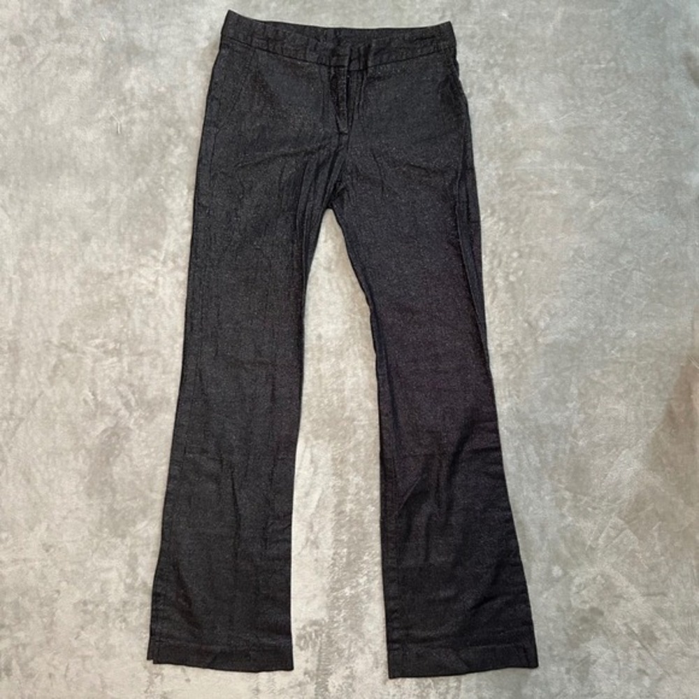 Vtg 3B Bootcut Pants Juniors Size 5 W28 L31 Black Lurex Metallic Made in USA Y2K